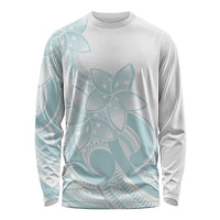 Polynesian Tribal Plumeria Lotu Tamaiti Long Sleeve Shirt Pastel Cyan - Polynesian Pride