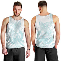 Polynesian Tribal Plumeria Lotu Tamaiti Men Tank Top Pastel Cyan - Polynesian Pride