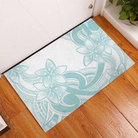 Polynesian Tribal Plumeria Lotu Tamaiti Rubber Doormat Pastel Cyan - Polynesian Pride