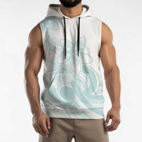 Polynesian Tribal Plumeria Lotu Tamaiti Sleeveless Hoodie Pastel Cyan - Polynesian Pride