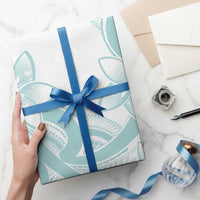 Polynesian Tribal Plumeria Lotu Tamaiti Wrapping Paper Pastel Cyan - Polynesian Pride