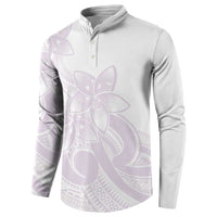 Polynesian Tribal Plumeria Lotu Tamaiti Button Sweatshirt Pastel Mauve - Polynesian Pride