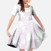 Polynesian Tribal Plumeria Lotu Tamaiti Family Matching Off Shoulder Maxi Dress and Hawaiian Shirt Pastel Mauve - Polynesian Pride