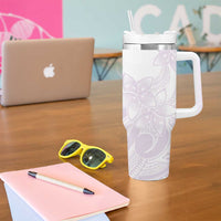 Polynesian Tribal Plumeria Lotu Tamaiti Tumbler With Handle Pastel Mauve - Polynesian Pride