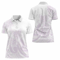 Polynesian Tribal Plumeria Lotu Tamaiti Women Polo Shirt Pastel Mauve - Polynesian Pride