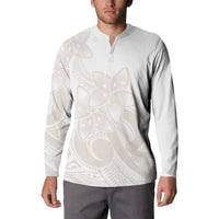 Polynesian Tribal Plumeria Lotu Tamaiti Button Sweatshirt Pastel Nude - Polynesian Pride