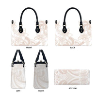 Polynesian Tribal Plumeria Lotu Tamaiti Leather Bag Pastel Nude - Polynesian Pride