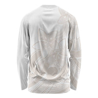 Polynesian Tribal Plumeria Lotu Tamaiti Long Sleeve Shirt Pastel Nude - Polynesian Pride
