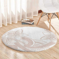 Polynesian Tribal Plumeria Lotu Tamaiti Round Carpet Pastel Nude - Polynesian Pride