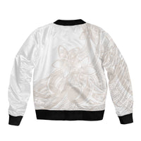 Polynesian Tribal Plumeria Lotu Tamaiti Sleeve Zip Bomber Jacket Pastel Nude LT9 - Polynesian Pride