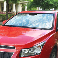 Polynesian Tribal Plumeria Lotu Tamaiti Auto Sun Shade Pastel Sky Blue - Polynesian Pride