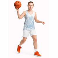 Polynesian Tribal Plumeria Lotu Tamaiti Basketball Jersey Pastel Sky Blue - Polynesian Pride