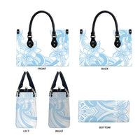 Polynesian Tribal Plumeria Lotu Tamaiti Leather Bag Pastel Sky Blue - Polynesian Pride