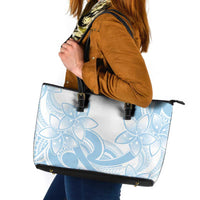 Polynesian Tribal Plumeria Lotu Tamaiti Leather Tote Bag Pastel Sky Blue LT9 Blue - Polynesian Pride