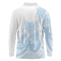 Polynesian Tribal Plumeria Lotu Tamaiti Long Sleeve Polo Shirt Pastel Sky Blue - Polynesian Pride