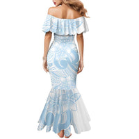 Polynesian Tribal Plumeria Lotu Tamaiti Mermaid Dress Pastel Sky Blue - Polynesian Pride