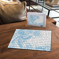 Polynesian Tribal Plumeria Lotu Tamaiti Puzzle Pastel Sky Blue - Polynesian Pride