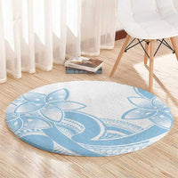 Polynesian Tribal Plumeria Lotu Tamaiti Round Carpet Pastel Sky Blue - Polynesian Pride