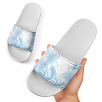 Polynesian Tribal Plumeria Lotu Tamaiti Slide Sandals Pastel Sky Blue - Polynesian Pride