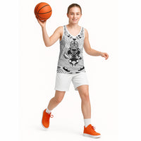 2026 Autumn Rugby Nations New Zealand Custom Basketball Jersey White Kowhaiwhai Maori Tribal Taniko Motif