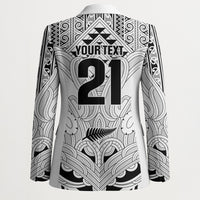 2026 Autumn Rugby Nations New Zealand Custom Blazer White Kowhaiwhai Maori Tribal Taniko Motif