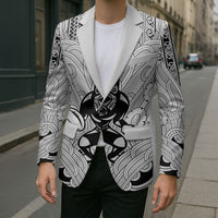 2026 Autumn Rugby Nations New Zealand Custom Blazer White Kowhaiwhai Maori Tribal Taniko Motif