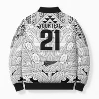 2026 Autumn Rugby Nations New Zealand Custom Bomber Puffer Jacket White Kowhaiwhai Maori Tribal Taniko Motif
