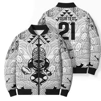 2026 Autumn Rugby Nations New Zealand Custom Bomber Puffer Jacket White Kowhaiwhai Maori Tribal Taniko Motif