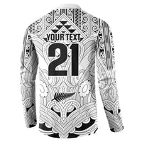 2026 Autumn Rugby Nations New Zealand Custom Button Sweatshirt White Kowhaiwhai Maori Tribal Taniko Motif