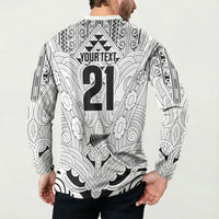 2026 Autumn Rugby Nations New Zealand Custom Button Sweatshirt White Kowhaiwhai Maori Tribal Taniko Motif