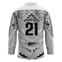 2026 Autumn Rugby Nations New Zealand Custom Hockey Jersey White Kowhaiwhai Maori Tribal Taniko Motif