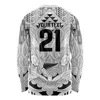 2026 Autumn Rugby Nations New Zealand Custom Long Sleeve Shirt White Kowhaiwhai Maori Tribal Taniko Motif