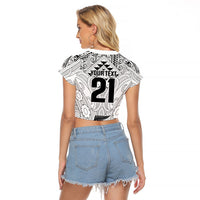 2026 Autumn Rugby Nations New Zealand Custom Raglan Cropped T Shirt White Kowhaiwhai Maori Tribal Taniko Motif