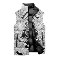 2026 Autumn Rugby Nations New Zealand Custom Sleeveless Puffer Jacket White Kowhaiwhai Maori Tribal Taniko Motif