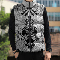2026 Autumn Rugby Nations New Zealand Custom Sleeveless Puffer Jacket White Kowhaiwhai Maori Tribal Taniko Motif