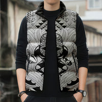 2026 Autumn Rugby Nations New Zealand Custom Sleeveless Puffer Jacket White Kowhaiwhai Maori Tribal Taniko Motif