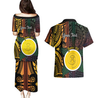 Personalised Shefa Day Couples Matching Puletasi and Hawaiian Shirt Happy June 18 Vanuatu Province