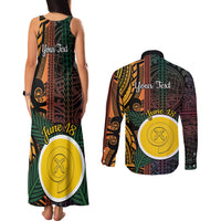 Personalised Shefa Day Couples Matching Tank Maxi Dress and Long Sleeve Button Shirt Happy June 18 Vanuatu Province