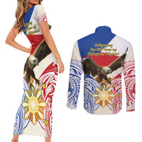 Philippines Independence Day Couples Matching Short Sleeve Bodycon Dress and Long Sleeve Button Shirt Pilipinas Eagle 126th Anniversary