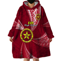 Personalised Tonga Eua High School Wearable Blanket Hoodie Tongan Ngatu Pattern LT14 - Polynesian Pride