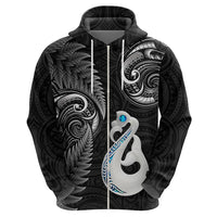Custom New Zealand Hoodie Aotearoa Silver Fern With Manaia Maori Unique Black LT14 - Polynesian Pride