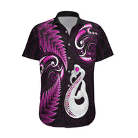 Personalised New Zealand Hawaiian Shirt Aotearoa Silver Fern With Manaia Maori Unique Pink LT14 - Polynesian Pride