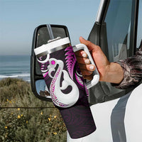 New Zealand Tumbler With Handle Aotearoa Silver Fern With Manaia Maori Unique Pink