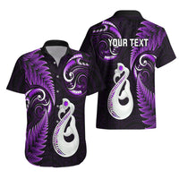 Personalised New Zealand Hawaiian Shirt Aotearoa Silver Fern With Manaia Maori Unique Purple LT14 - Polynesian Pride