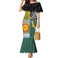 Personalised Rugby 2025 Championship Family Matching Mermaid Dress and Hawaiian Shirt Combination of Southern Hemisphere Countries - Polynesian Pride