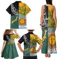 Personalised Rugby 2025 Championship Family Matching Tank Maxi Dress and Hawaiian Shirt Combination of Southern Hemisphere Countries - Polynesian Pride
