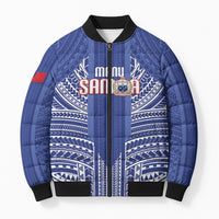 Custom Manu Samoa Rugby 2026 Bomber Puffer Jacket Samoan Pattern