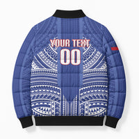 Custom Manu Samoa Rugby 2026 Bomber Puffer Jacket Samoan Pattern