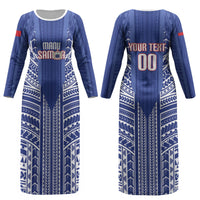 Custom Manu Samoa Rugby 2026 Couples Matching Long Sleeve Bodycon Dress and Hawaiian Shirt Samoan Pattern