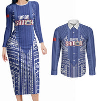 Custom Manu Samoa Rugby 2026 Couples Matching Long Sleeve Bodycon Dress and Long Sleeve Button Shirt Samoan Pattern